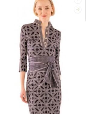 Gretchen Scott Designs Gray Patterned Mini Dress